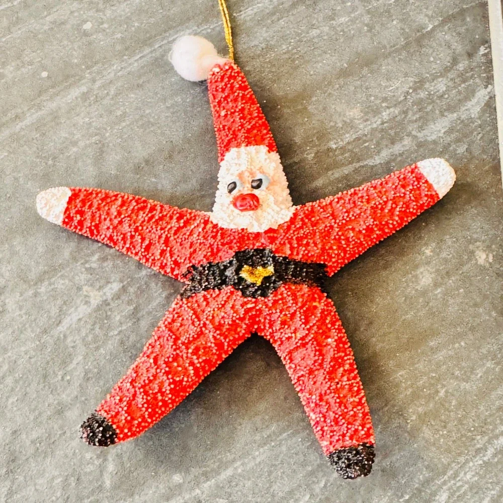 Handmade Vintage Santa Starfish‎ Christmas Ornament Unique Holiday Decor Festive